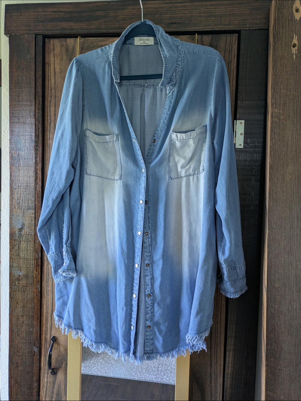 Zenana Outfitters Light Blue Denim Tunic Shirt